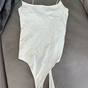 Abercrombie & Fitch White Spaghetti Strap Tank Bodysuit